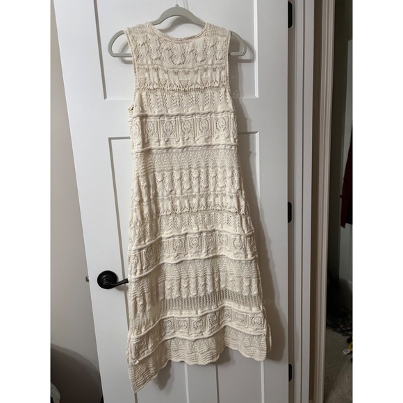 Soft Surroundings Cream Crochet Knit Maxi Dress‎ Sleeveless PM incl/slip liner - Picture 6 of 8